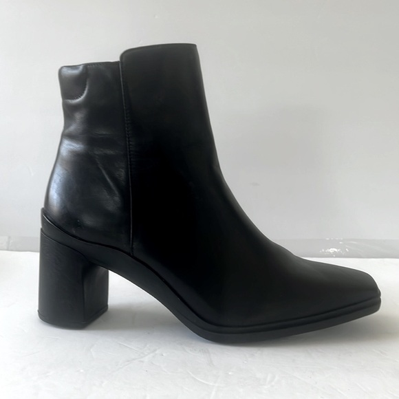 NATURALIZER Womens Black Leather Ankle Boots Chunky Block Heel Shoes Size 11 NWT - Picture 4 of 8